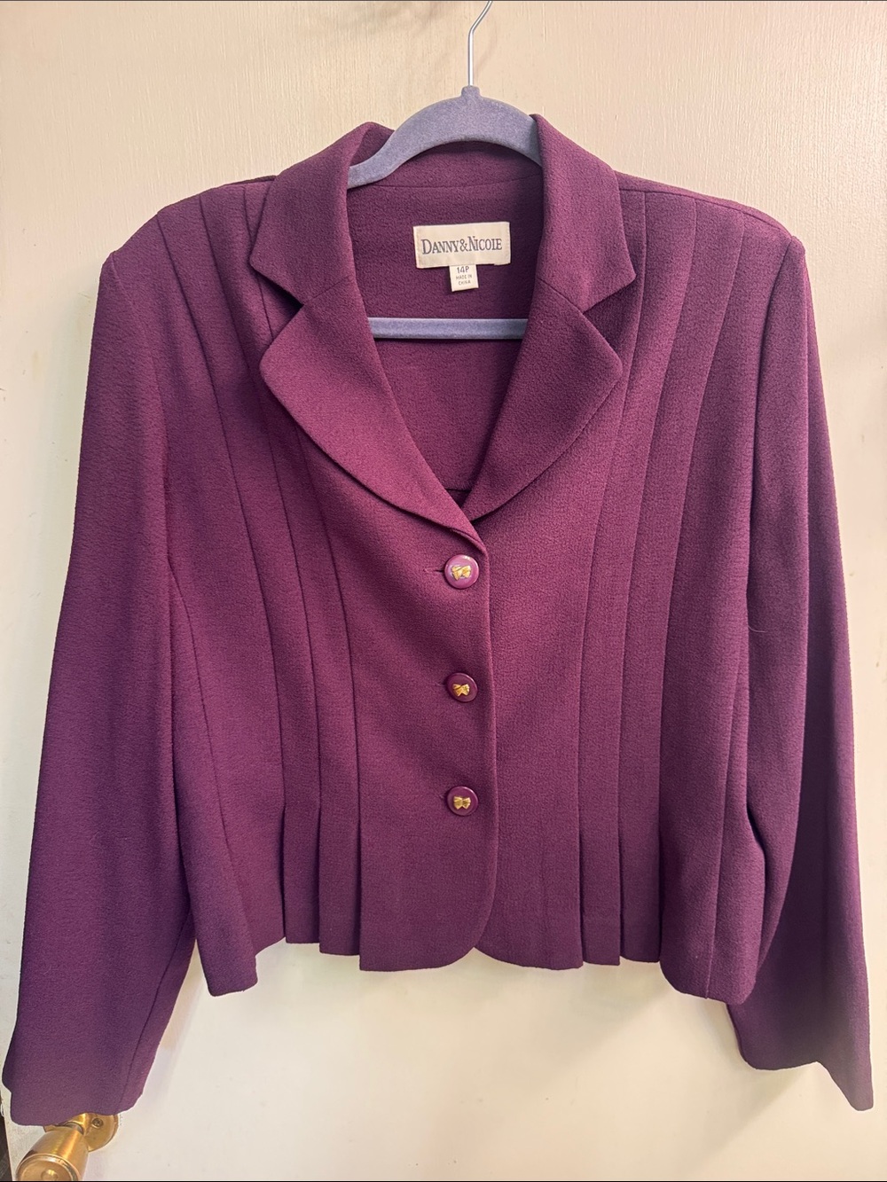 Danny & Nicole Women's Plum Pleated Button Blazer